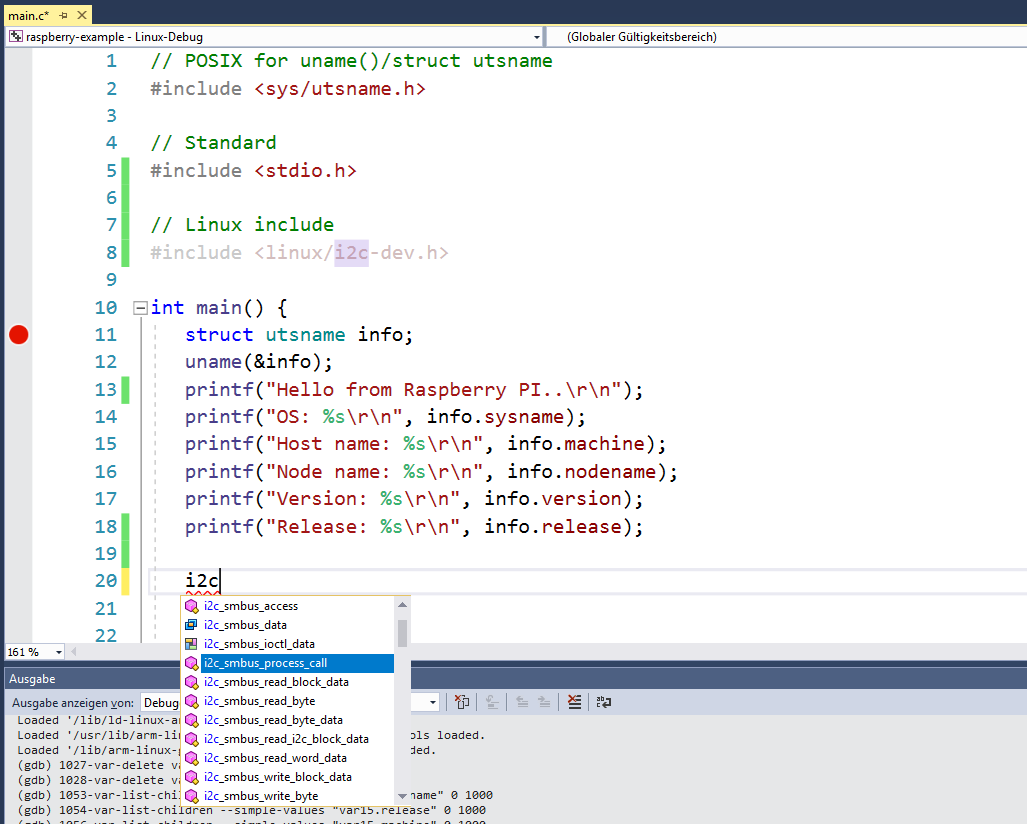 IntelliSense Linux Header