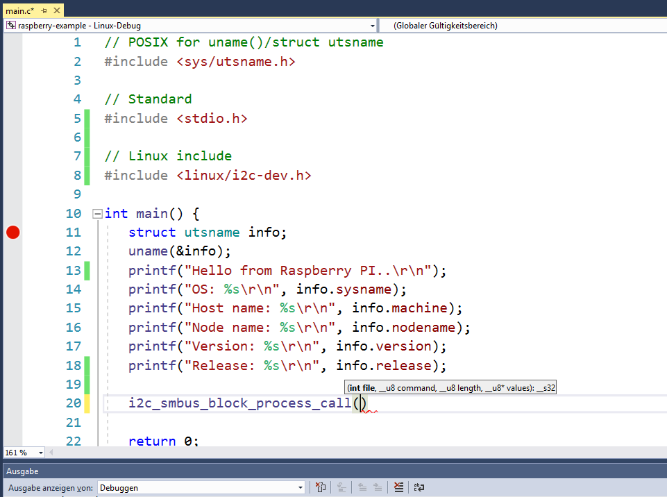 IntelliSense Linux Header